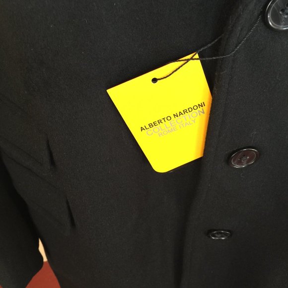 Alberto Nardoni Black Wool Blend Tuxedo Coat/Topcoat 48 NWT - Picture 6 of 8